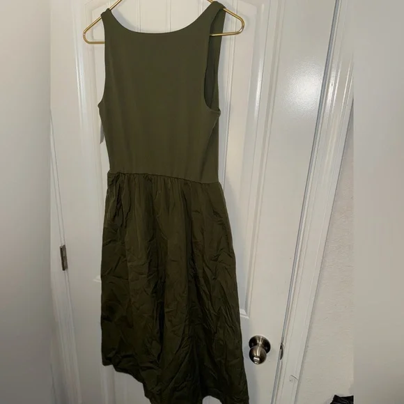 SPANX olive green smooth Jersey Mixed Media Midi Dress - Picture 11 of 13